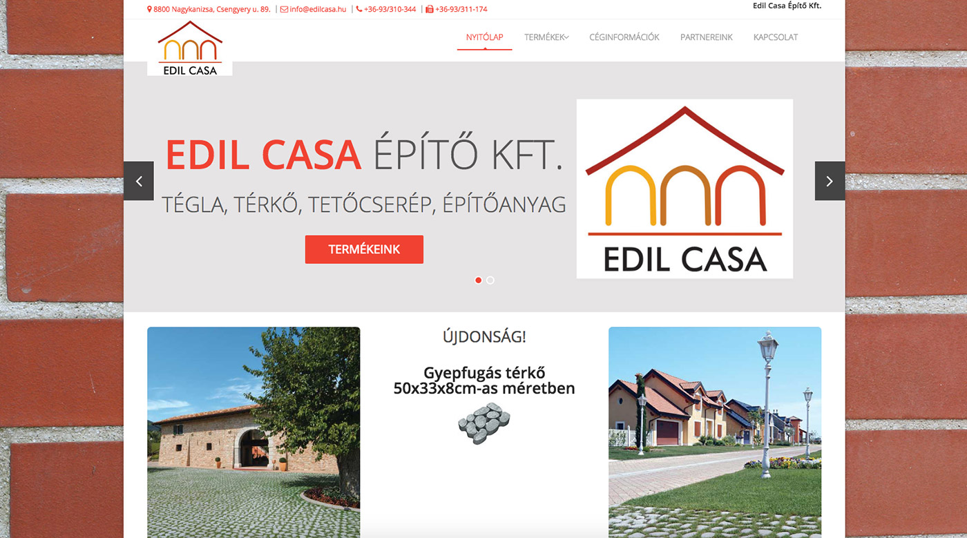 Edil Casa Kft weboldalának elkészítése